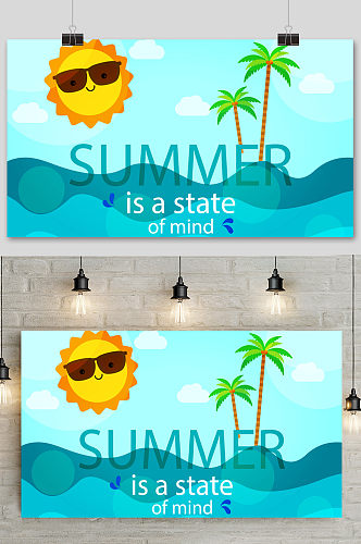 手绘卡通夏季促销背景元素素材