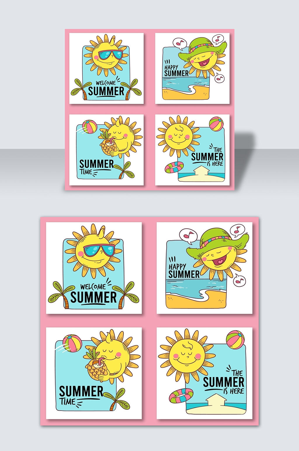 手绘卡通动漫夏日太阳插画素材