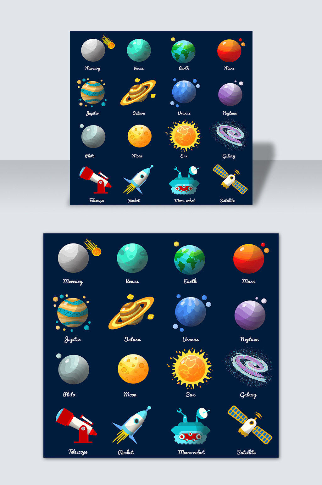 手绘卡通太阳系行星元素素材素材