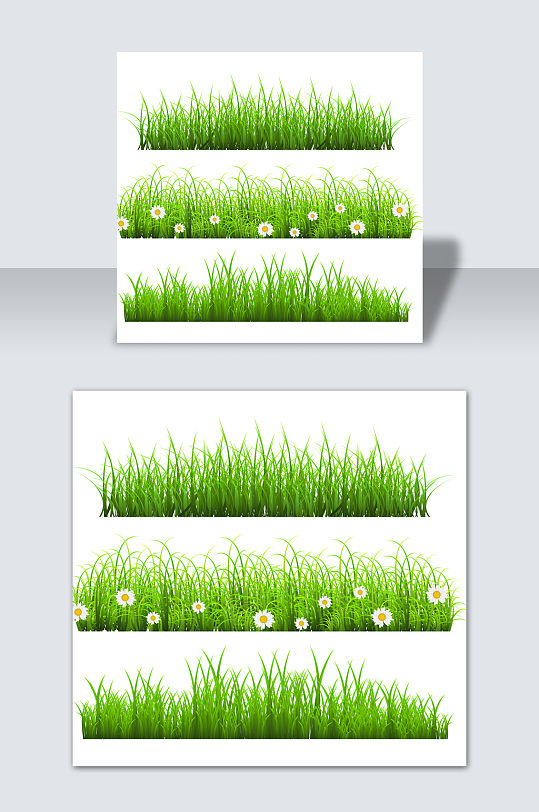 绿色花边手绘卡通植物青草元素素材
