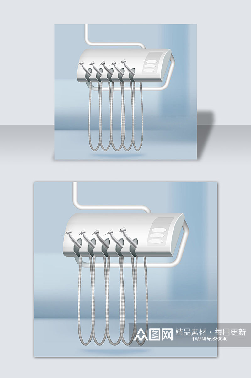 手绘卡通牙齿口腔科器械矢量元素素材