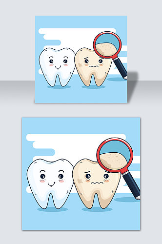 手绘卡通牙齿口腔科矢量元素