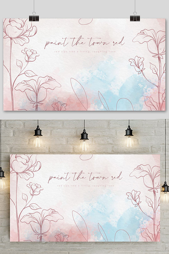 手绘唯美矢量花朵底纹背景元素-众图网