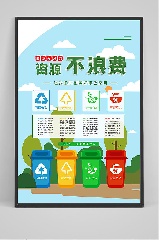 资源不浪费垃圾分类环保宣传海报