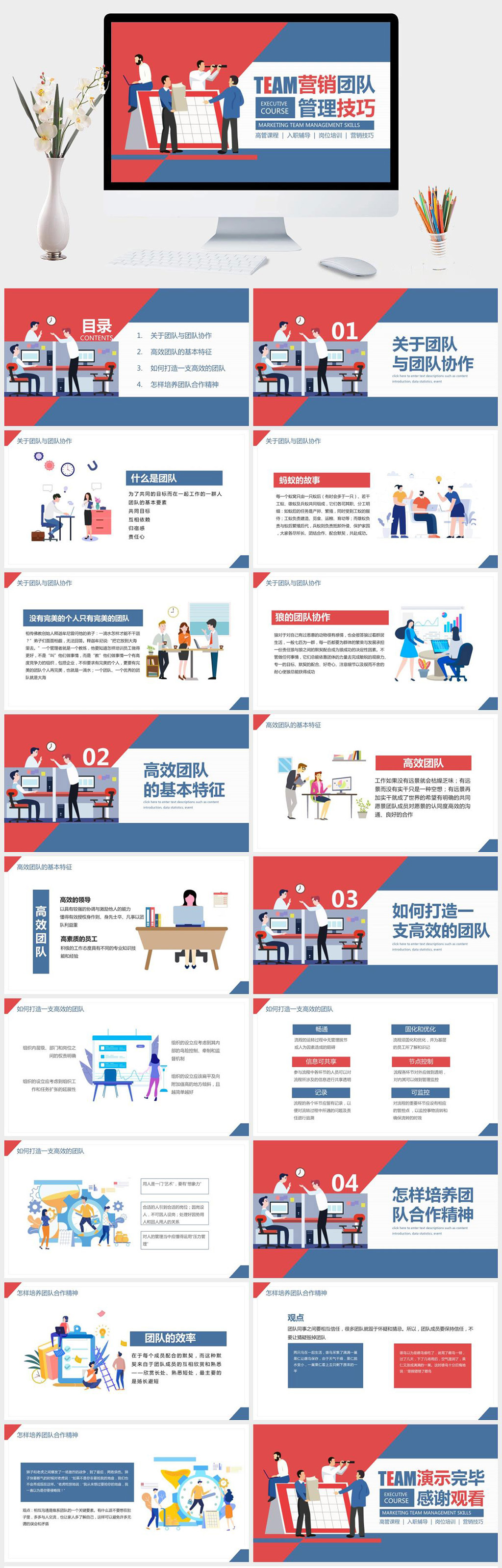 营销团队管理技巧培训PPT模板素材