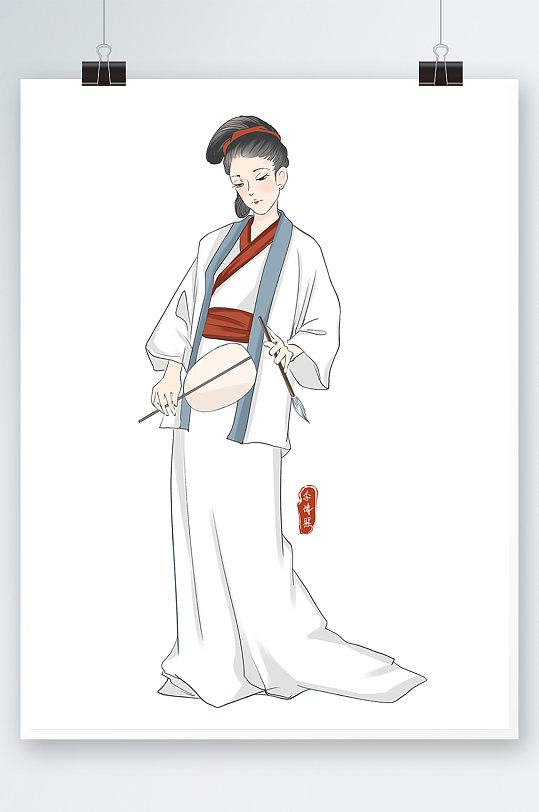 中国风李清照古代诗人手绘插画-众图网