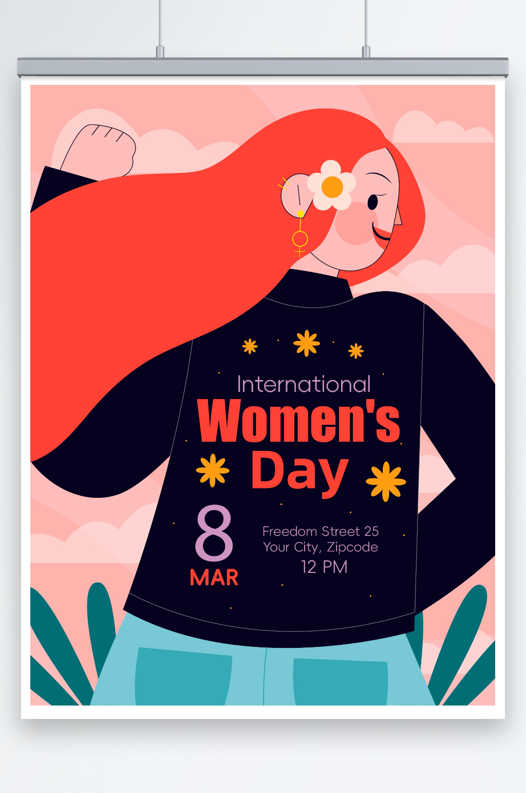 创意国际妇女节人物矢量插画海报模板素材