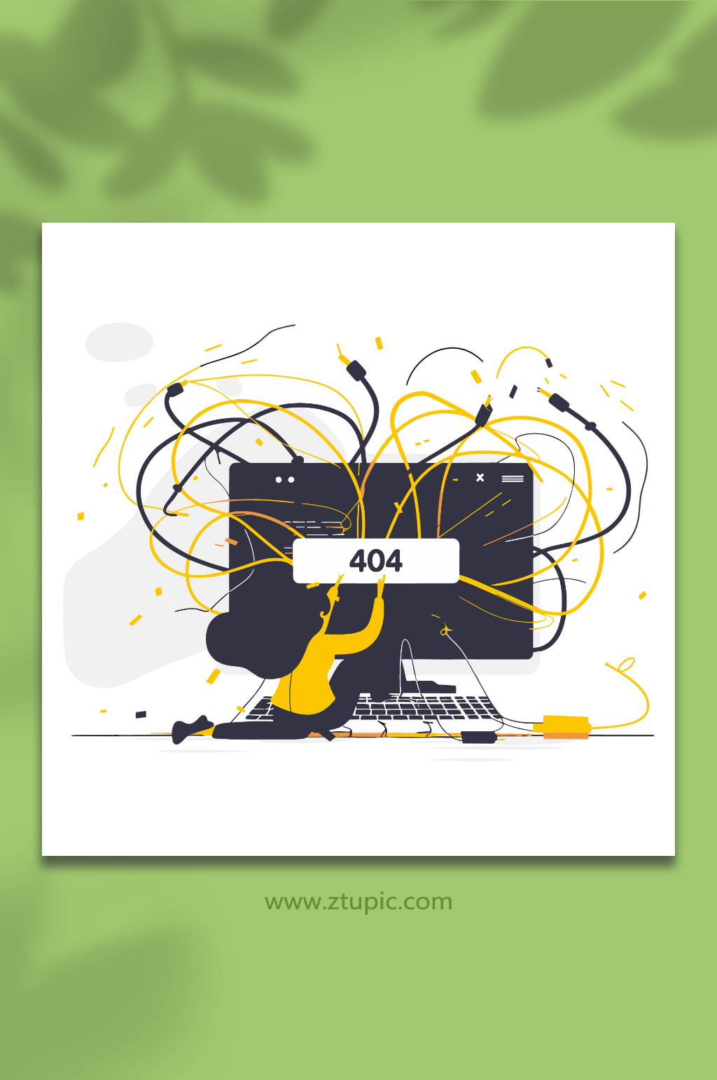 创意404网站插图矢量电线素材素材