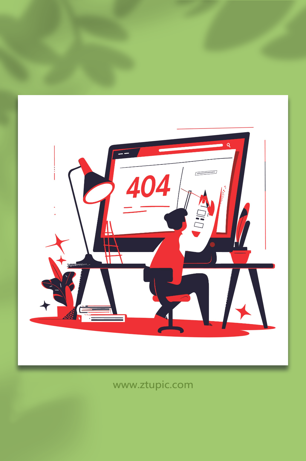 创意红色矢量404网站插图素材素材