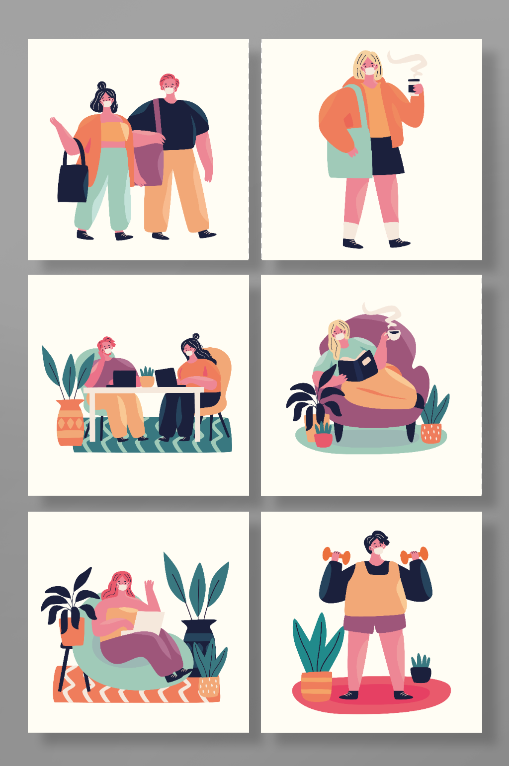 矢量人物日常插画素材png合集素材