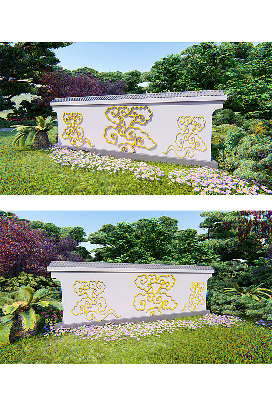 云纹文化墙中式墙-众图网