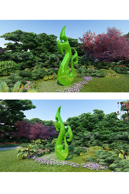 绿色大气创意雕塑-众图网