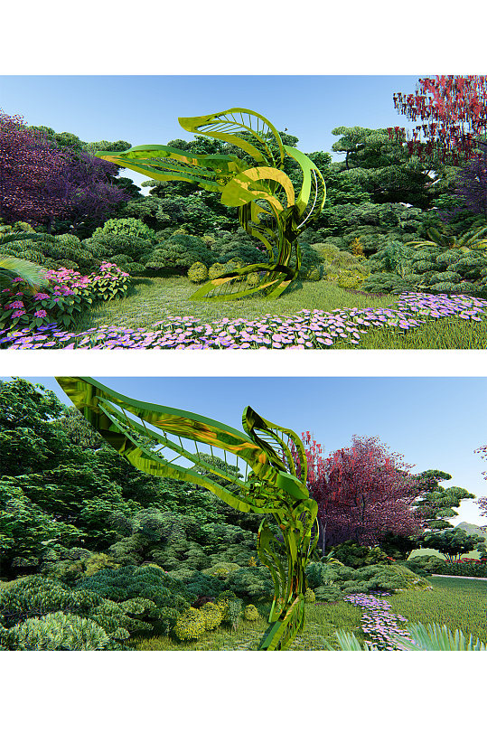 创意树叶茶叶雕塑小品-众图网