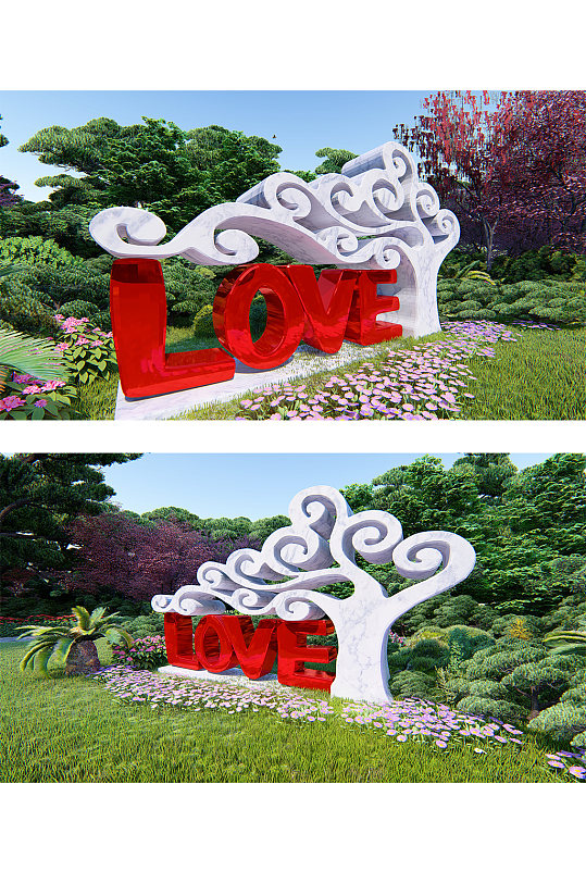 大气love雕塑小品