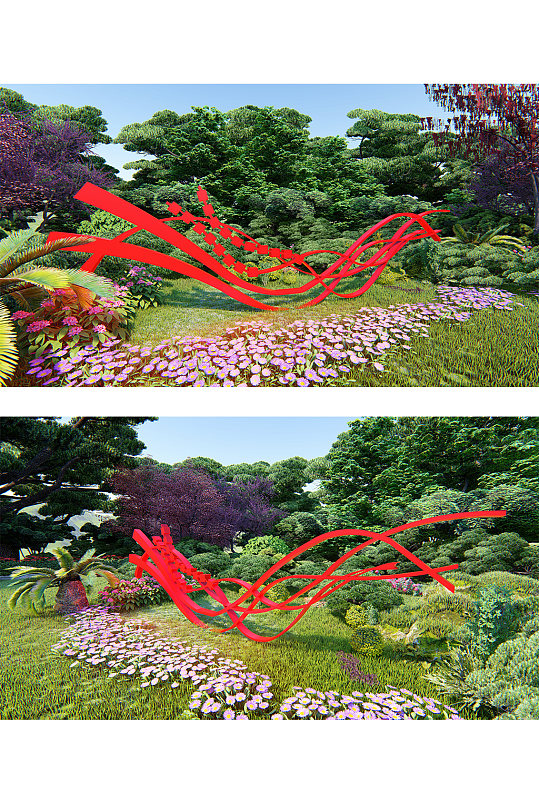 红色大气创意异形雕塑小品-众图网