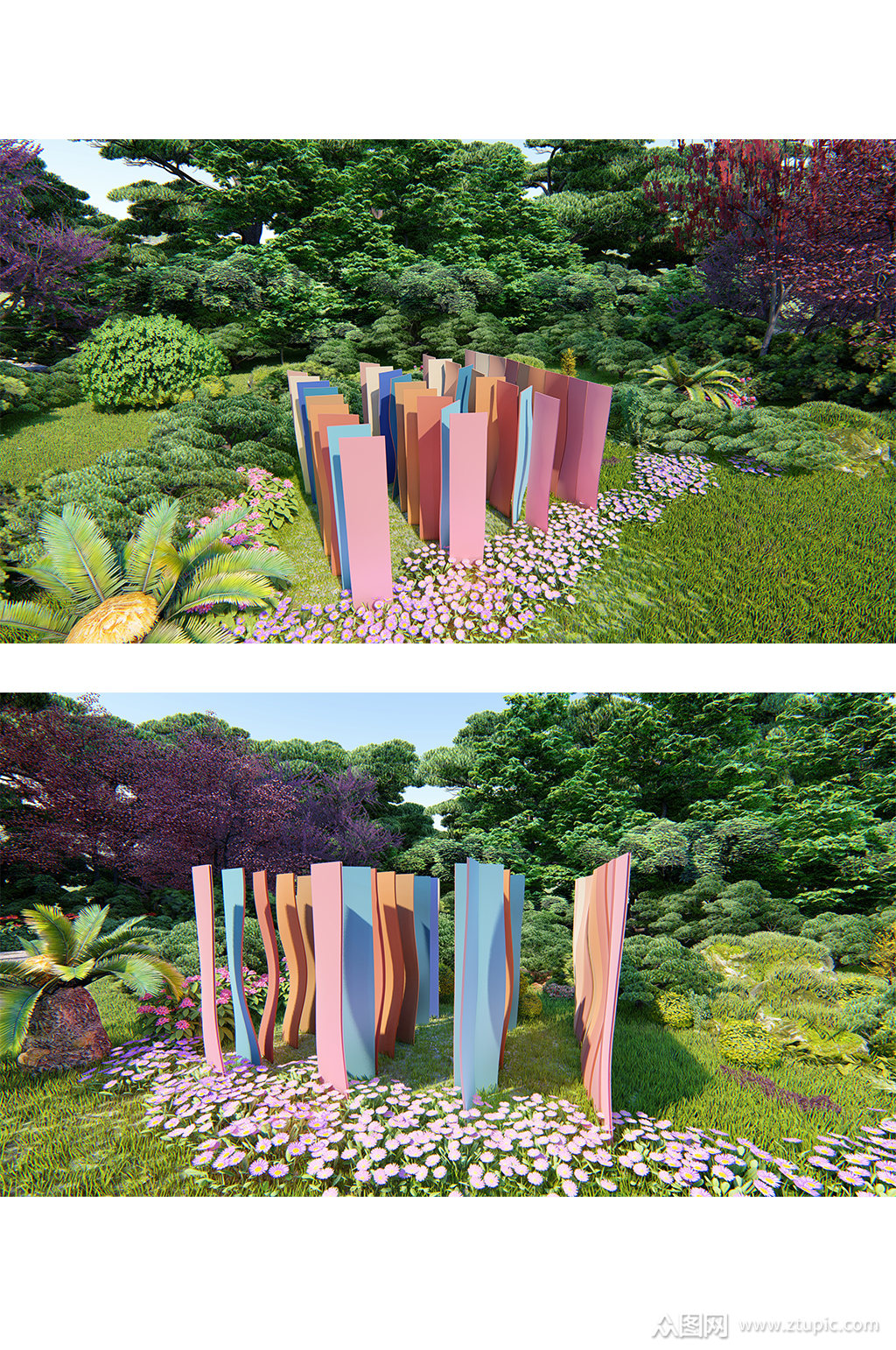 彩色柱户外雕塑小品素材