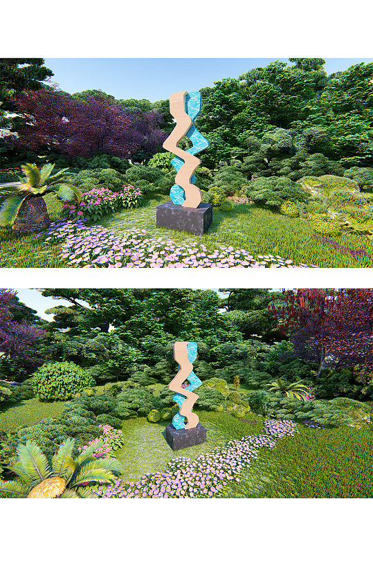 长扭纹抽象户外雕塑小品-众图网