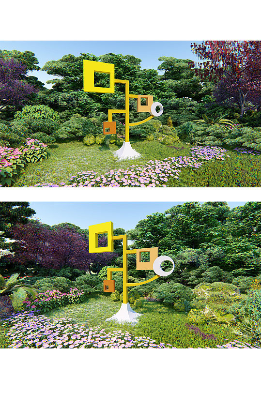 户外黄色户外景观雕塑小品-众图网