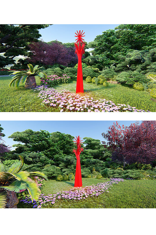 红色大型景观雕塑小品