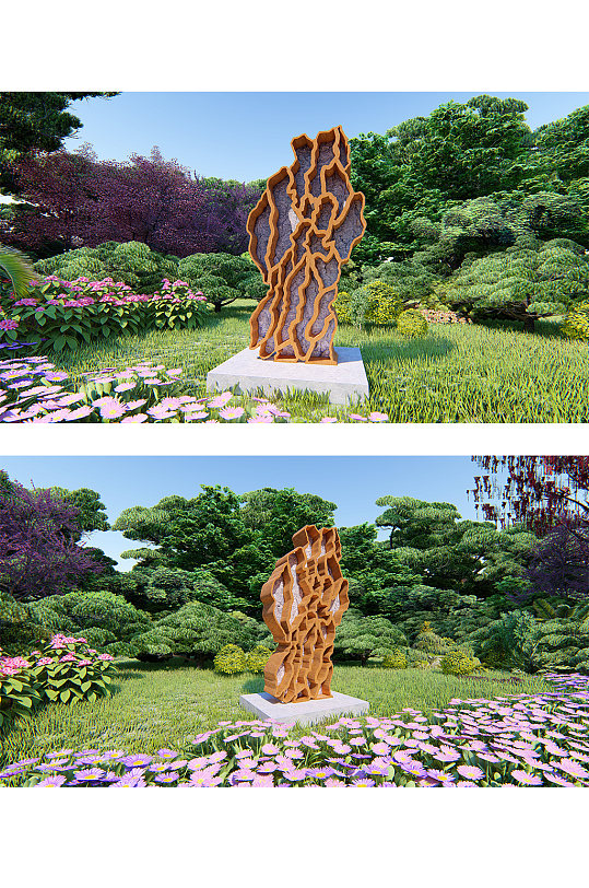 破碎蜂窝雕塑小品-众图网