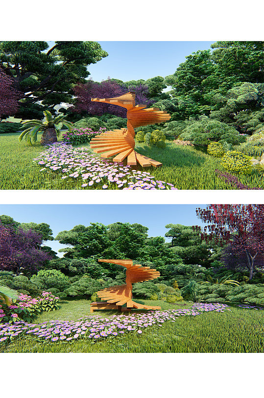 创意楼梯景观雕塑小品-众图网