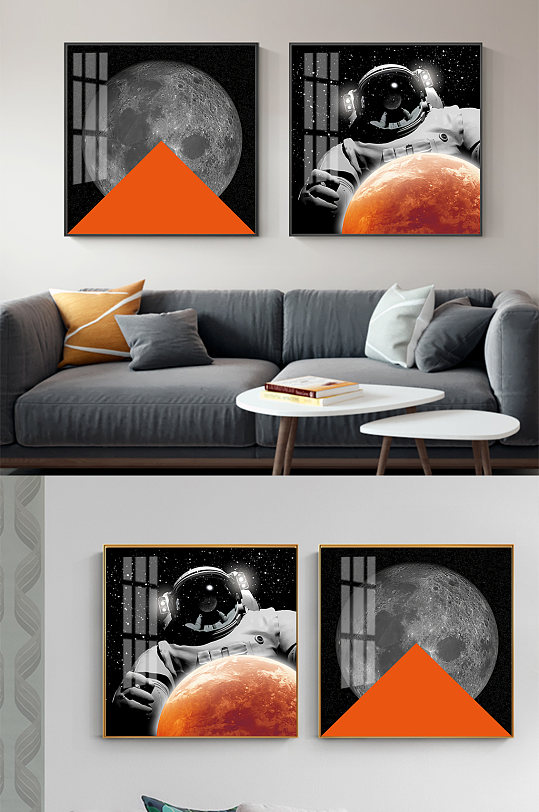 宇航员双联装饰画-众图网