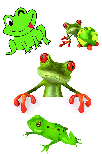精美彩色动物卡通青蛙免扣素材