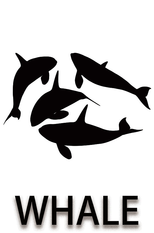 精美动物鲸鱼剪影免扣元素
