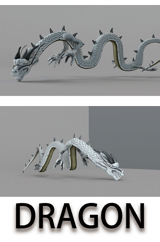 精美动物小白龙C4D模型-众图网