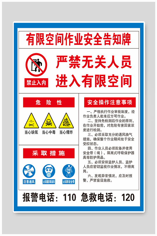 有限空间作业安全告知牌