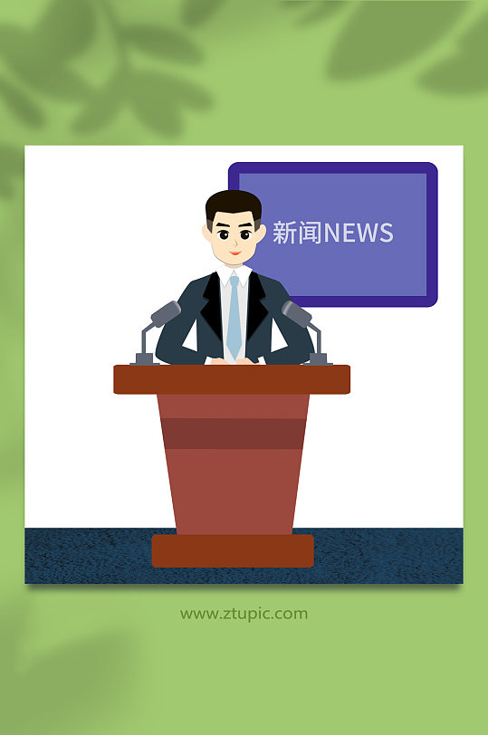 卡通采访新闻媒体人物插画