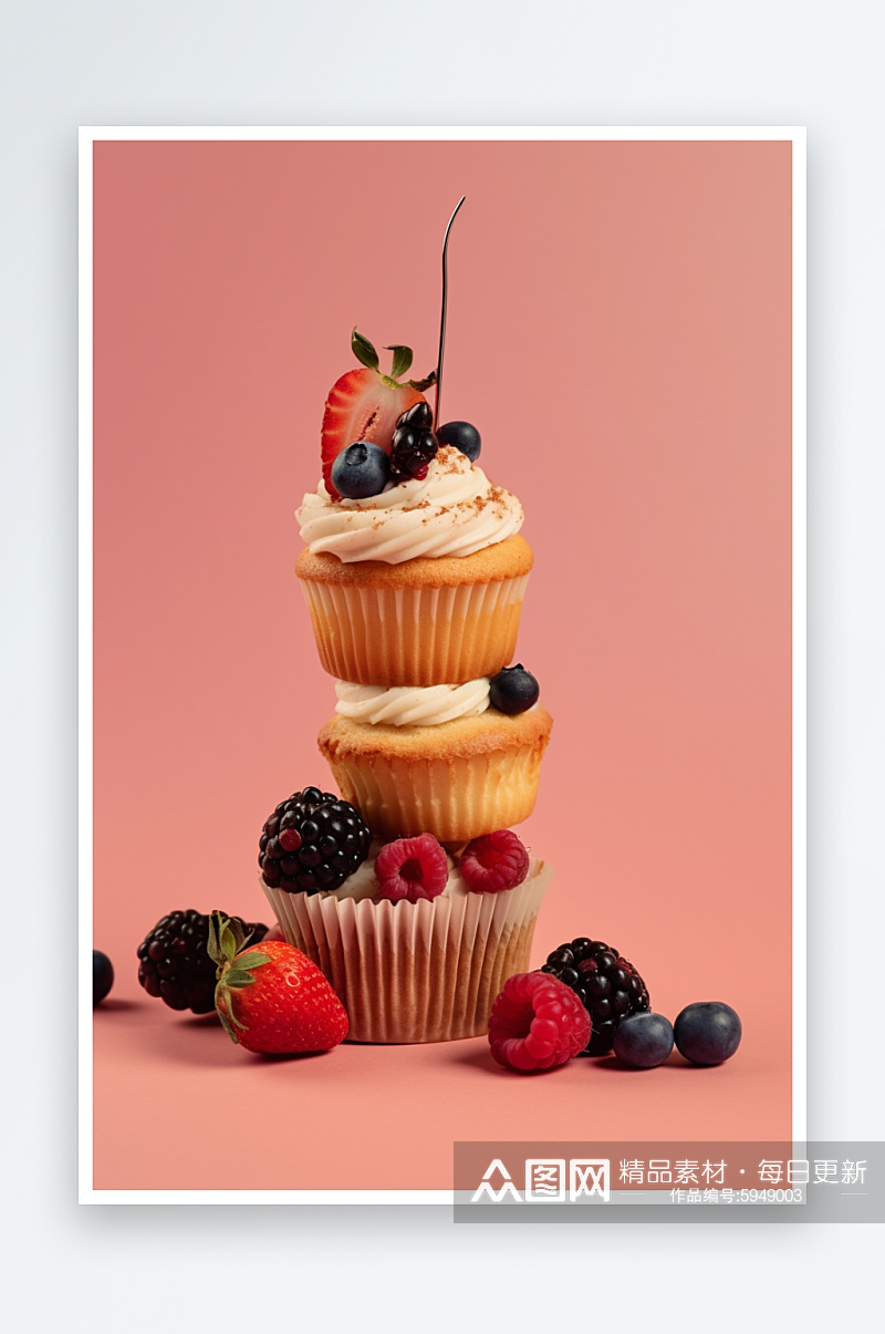 数字艺术烘焙甜品美食纸杯蛋糕图片素材
