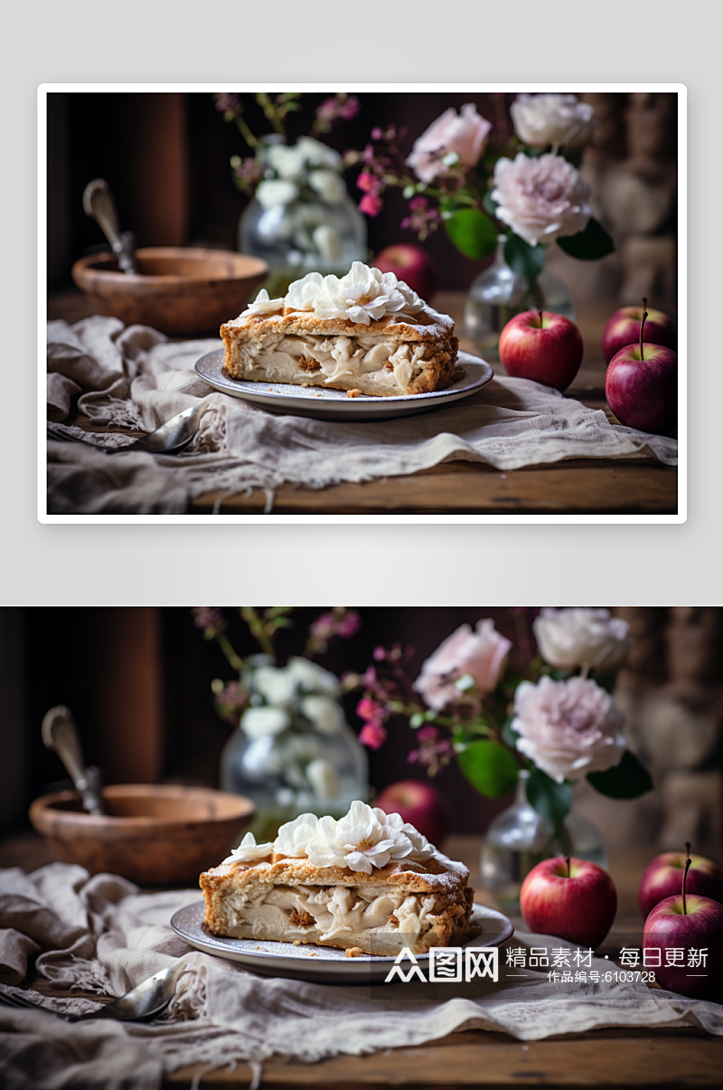 法式甜品烘焙美食苹果派素材
