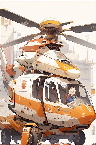武装直升机数字艺术AI