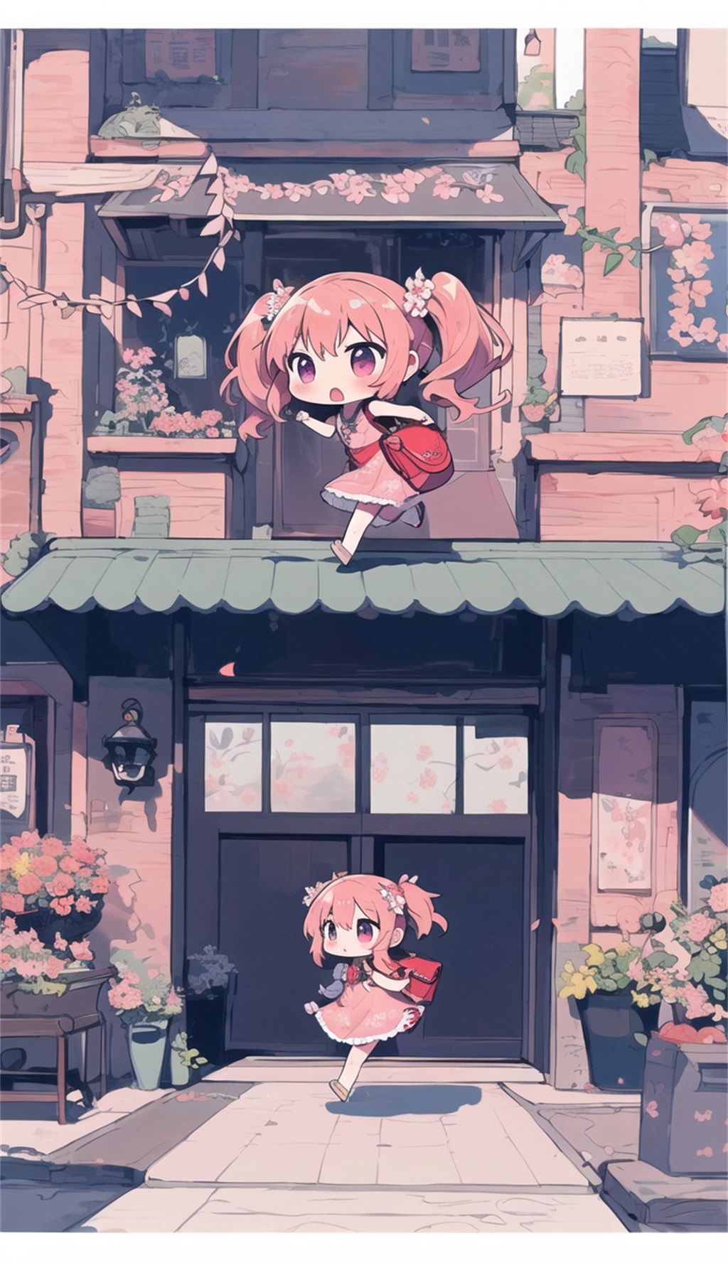 数字艺术多彩可爱Q版少女插画素材