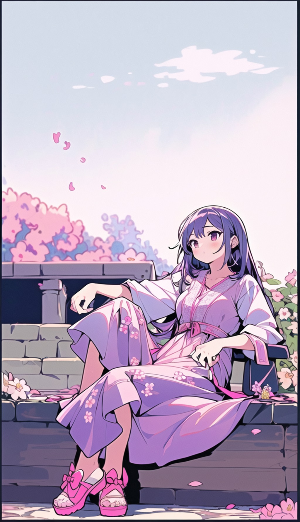 数字艺术可爱多彩风少女插画素材