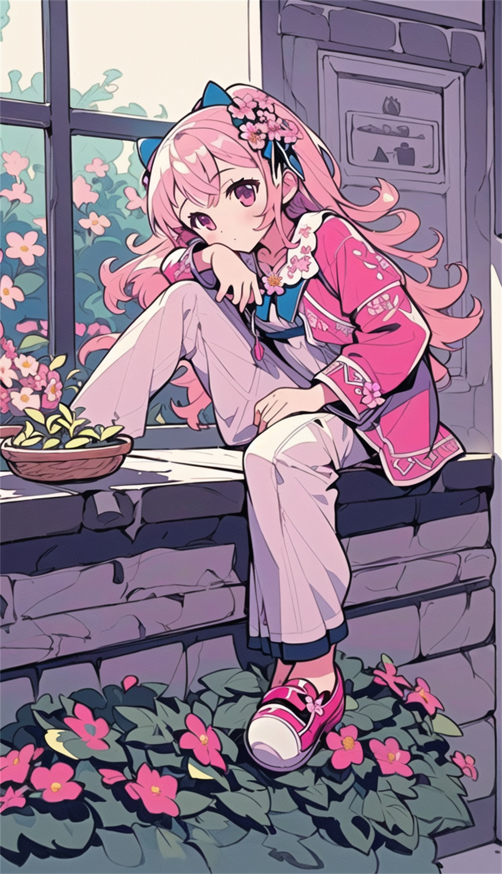 数字艺术多彩风手绘少女插画素材