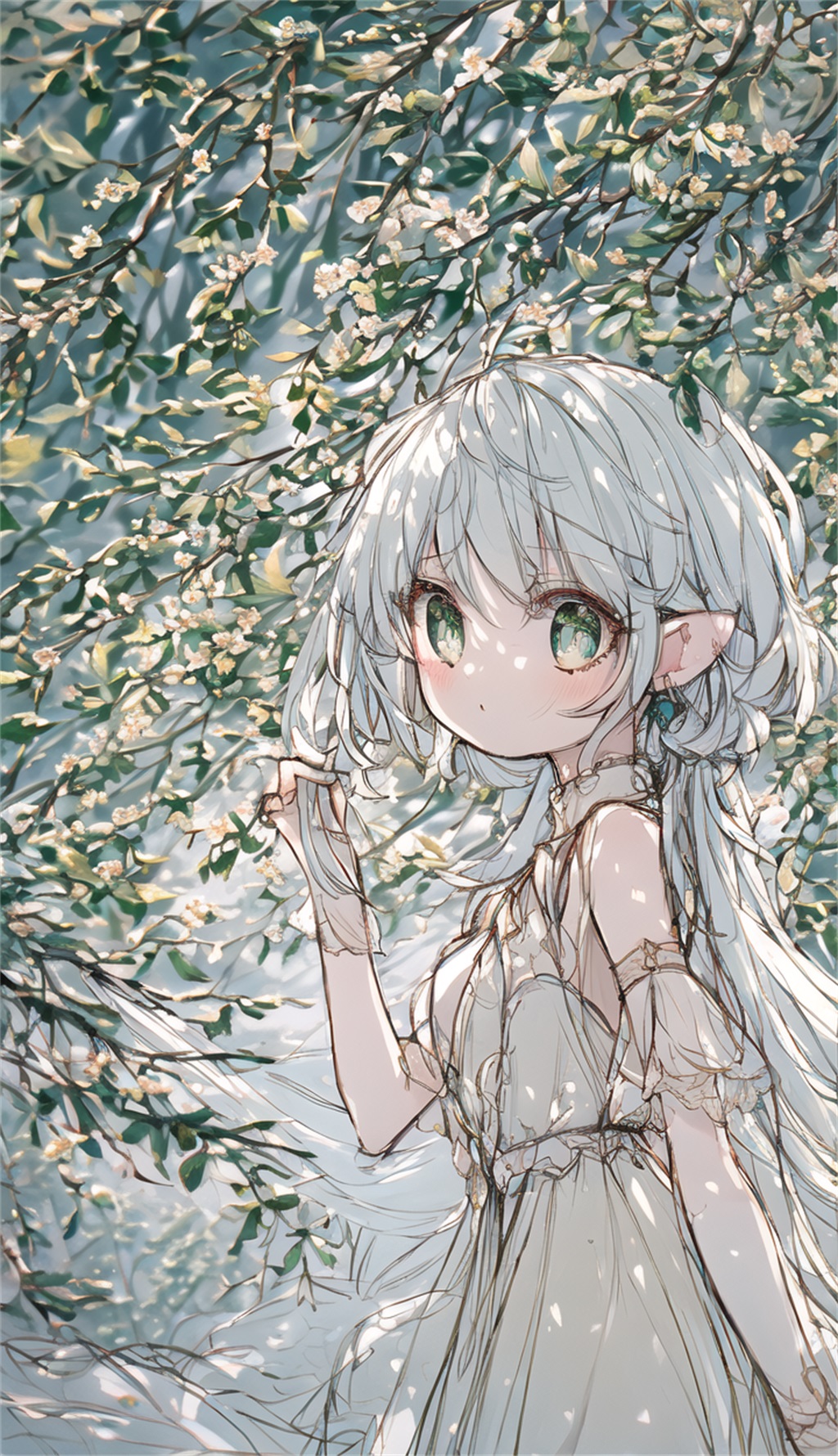 数字艺术森林风动漫少女素材