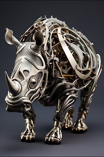 AI数字金属机械犀牛