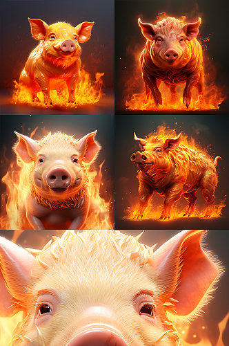 AI数字火焰中的猪