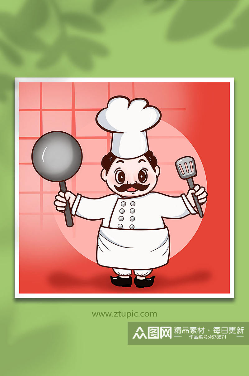 胖大厨餐厅厨师人物插画素材