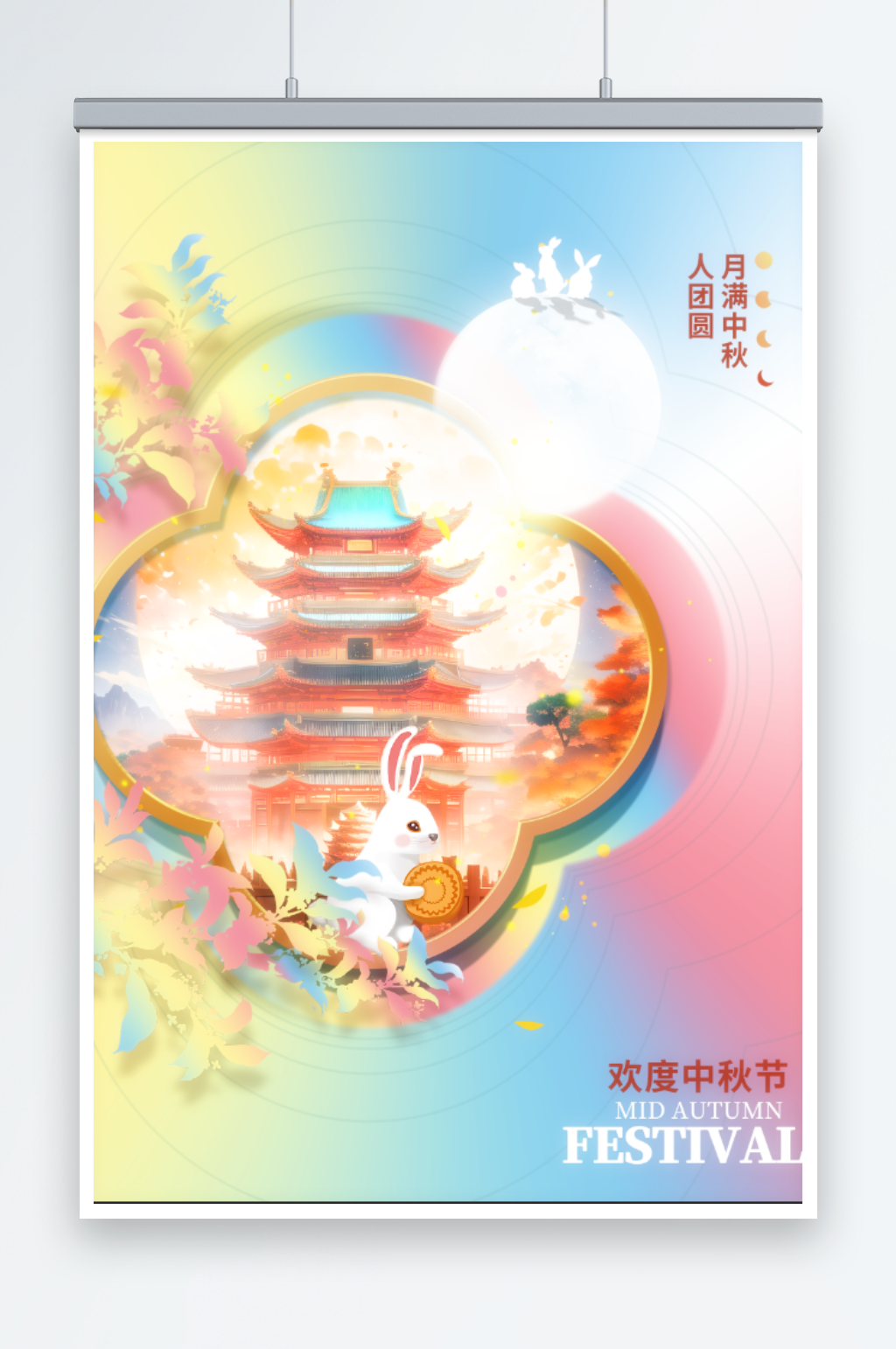 中秋节传统节日插画海报素材