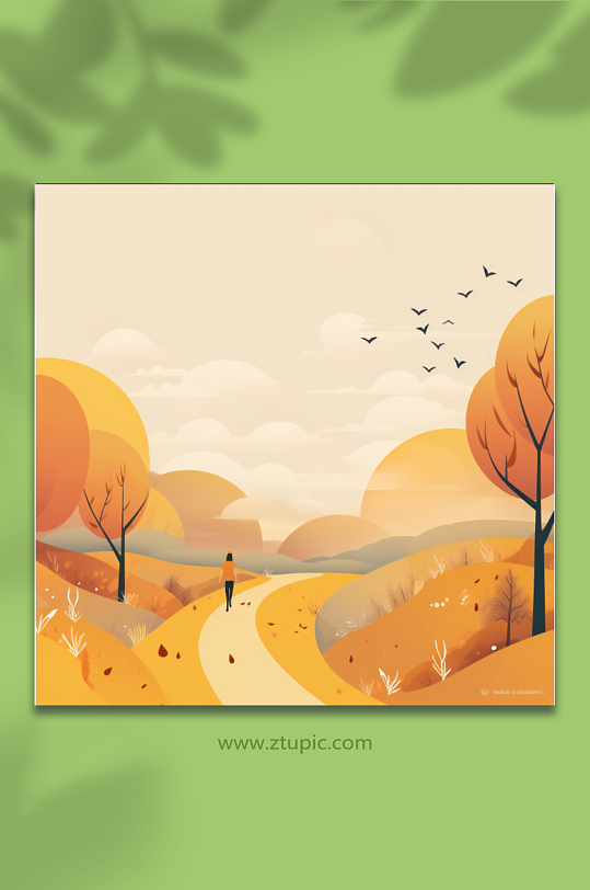 秋天树木枯黄背景图