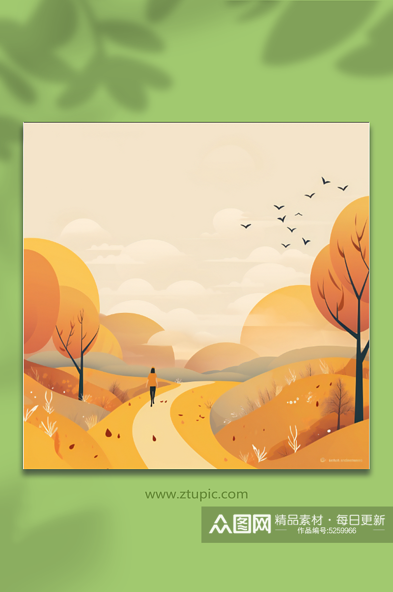 秋天树木枯黄背景图素材
