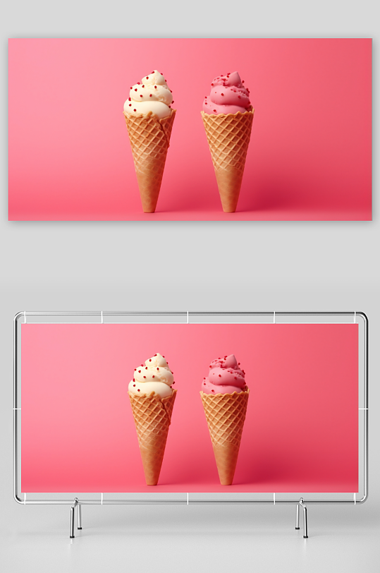 手绘冰淇淋甜筒插画背景图