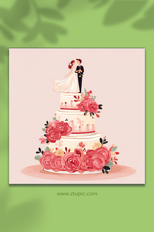 卡通插画手绘蛋糕婚礼婚庆