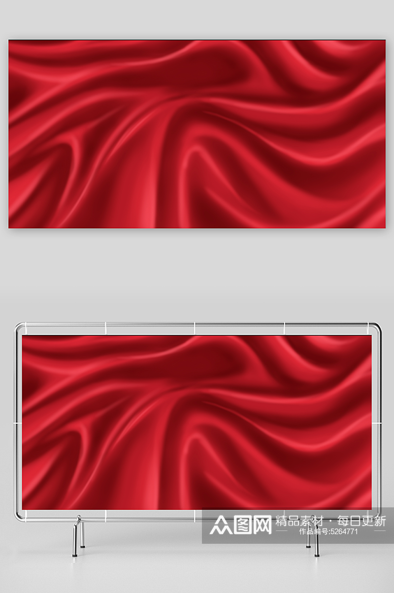 大气简约红色丝绸背景图素材