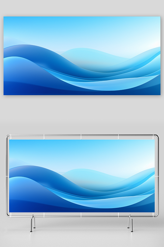 蓝色大气简约曲线线条背景-众图网