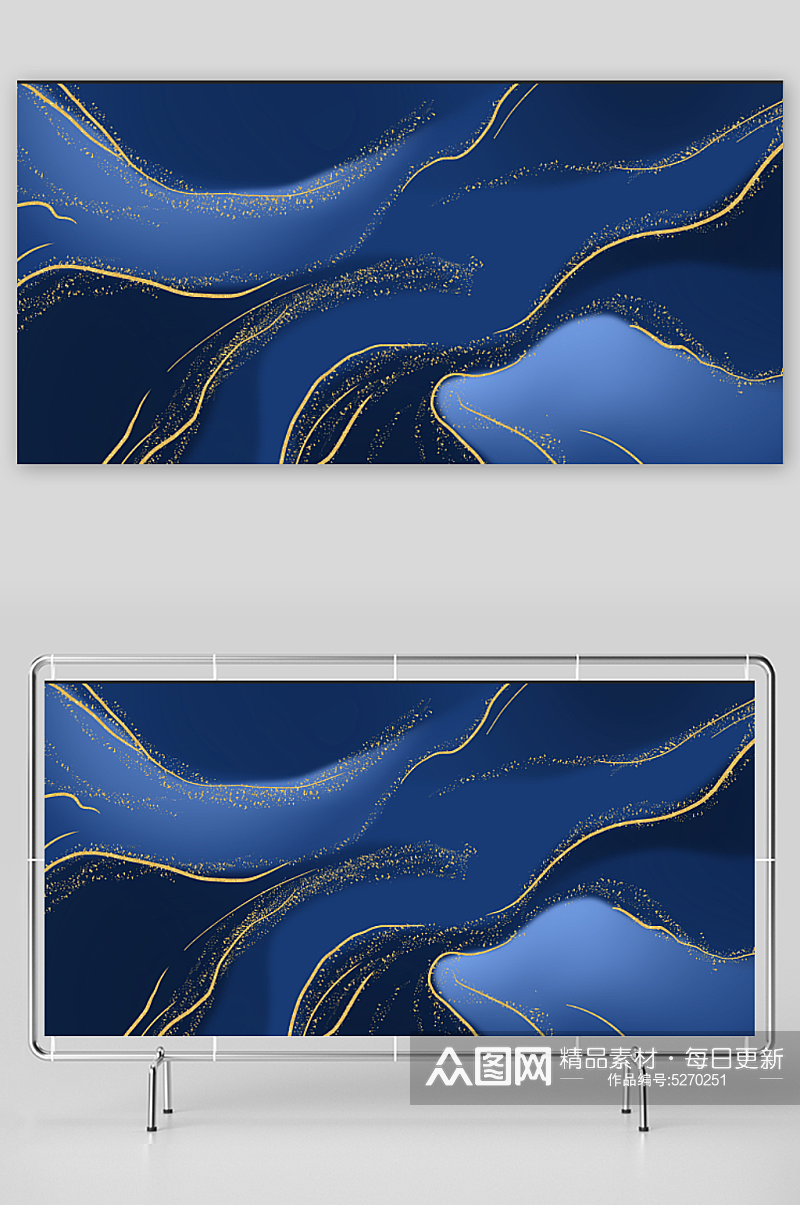 蓝色鎏金背景图片素材