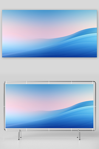 蓝色渐变波浪曲线背景